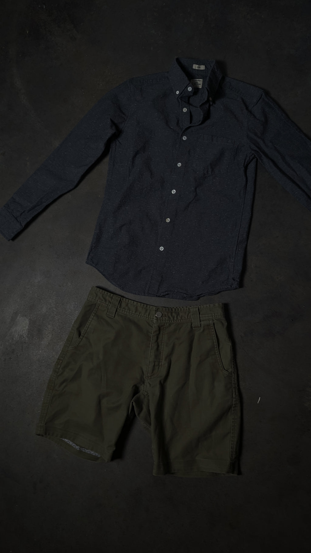 Heavy J-Crew Button Up W/Livsn Canvas shorts