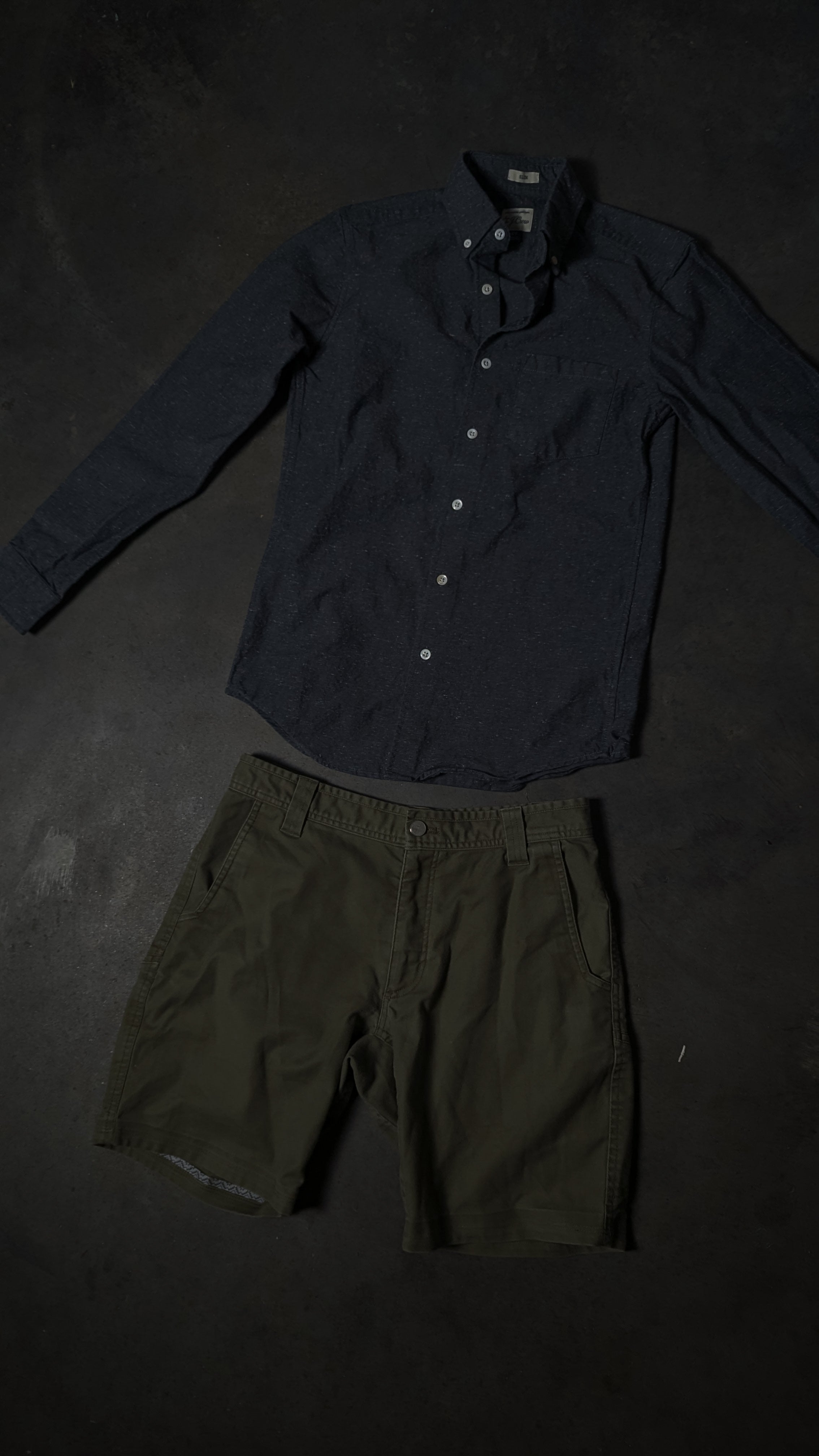 Heavy J-Crew Button Up W/Livsn Canvas shorts