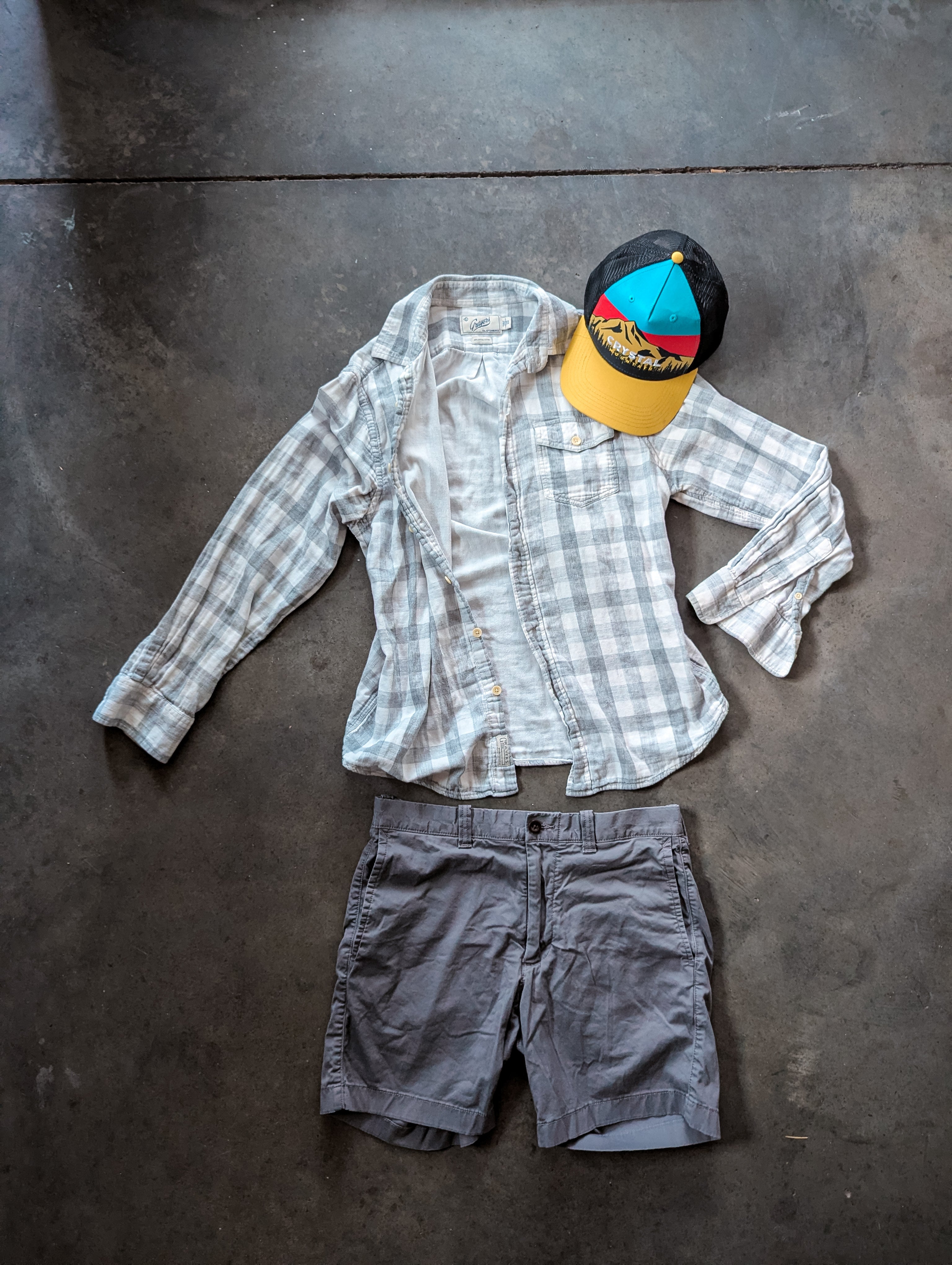 Grayers Lightweight Flanel W/Hat. J.Crew Flex Shorts