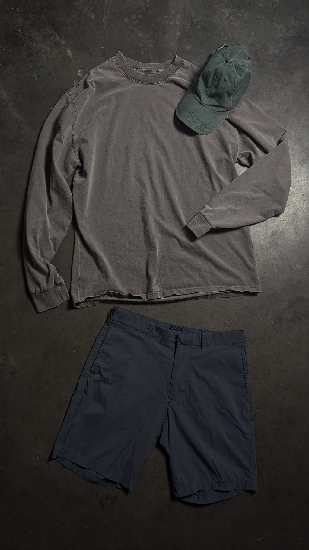 J-Crew Shorts W/Heavyweight Long Sleeve + Green Cap